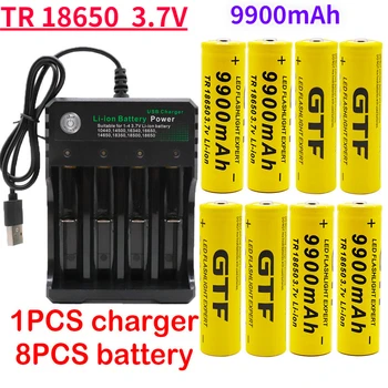 3,7 В литиево-йонна акумулаторна батерия за led фенерче 18650 в насипно състояние + зарядно устройство USB